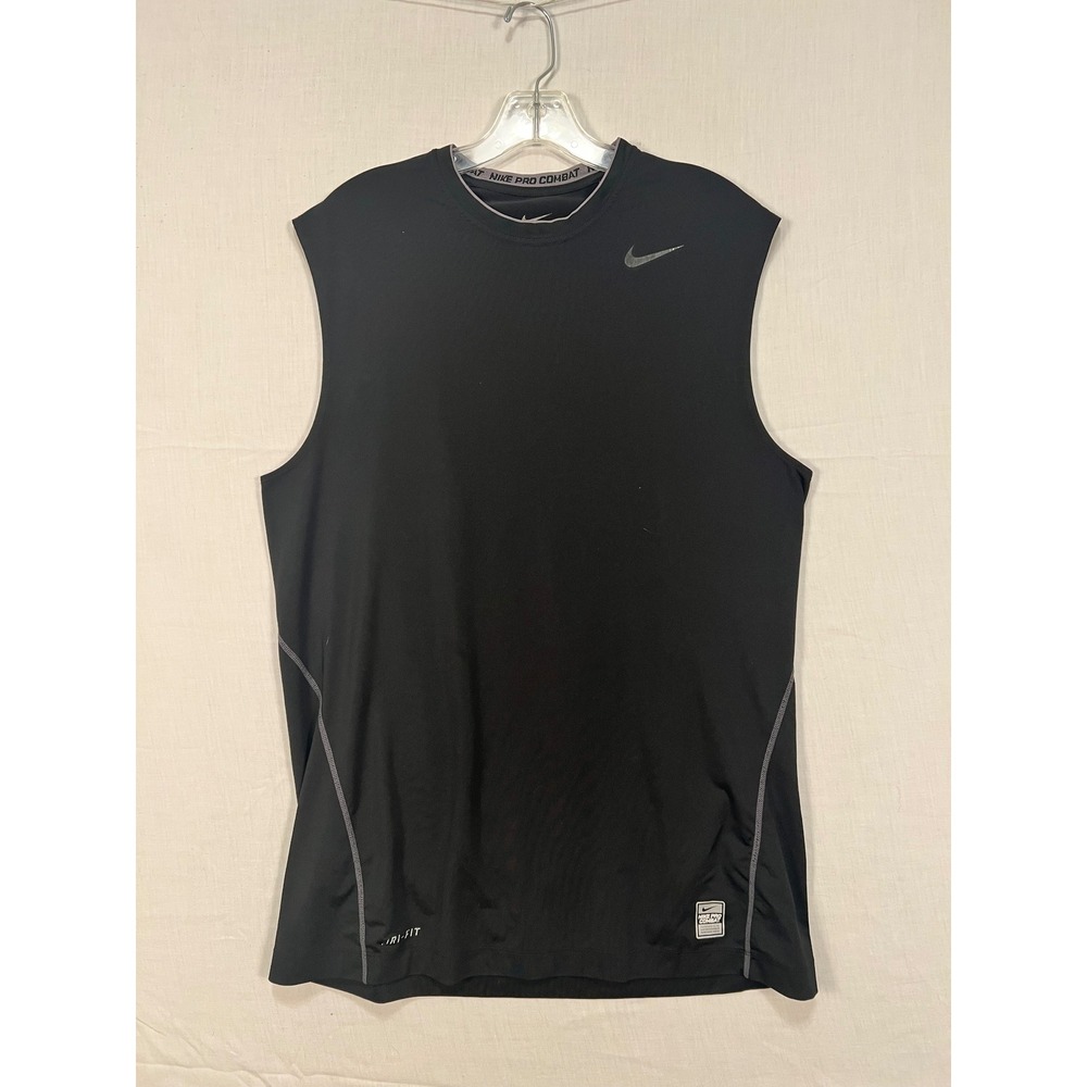 Nike Pro Combat Dri-FIT Mens Sleeveless Compression Shirt Black Training Top L